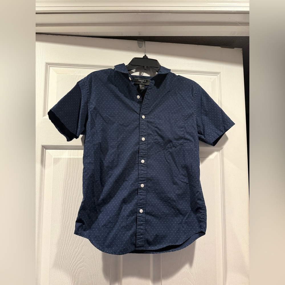 Forever 21 Dark Blue Casual Button Down Shirt